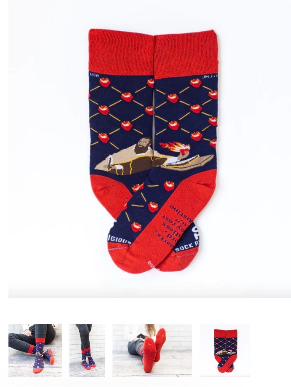 NWT Sock Religious St. Augustine Unisex Novelty Crew Socks w. Religious Motif.
